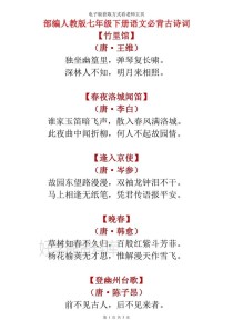 七下语文书古诗词有哪些？