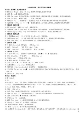 九年级上下册重点字词有哪些？