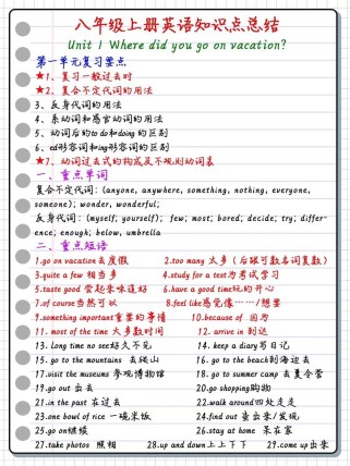 八年级上册英语复习重点有哪些？