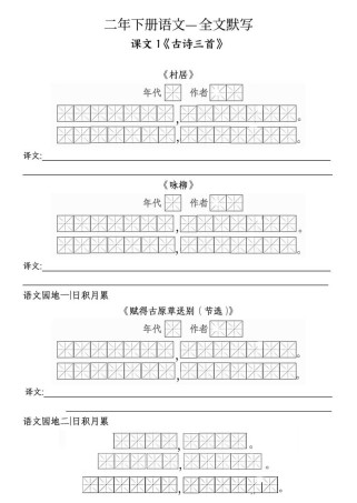 语文二卷古诗文默写范围具体有哪些篇目？