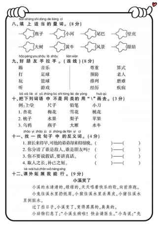 人教版一年级下册语文期中试卷有何考点？