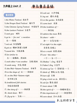 九年级英语二单元知识点有哪些重点？