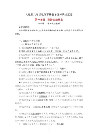8年级下册政治核心考点有哪些？