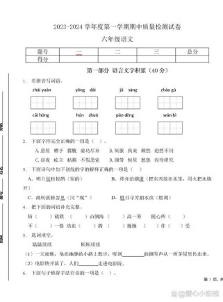 s版六年级语文上册期中试卷