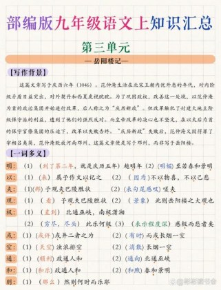 九年级上语文总复习资料有哪些重点？