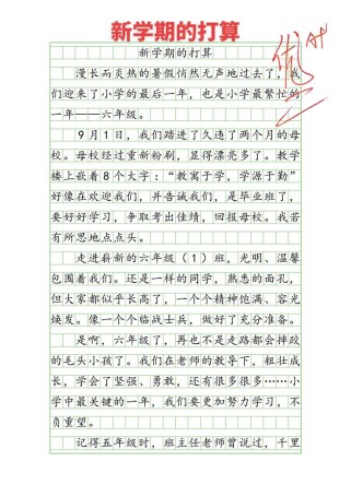 开学第一天打算作文怎么写？