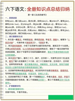 六年级下册重点 语文