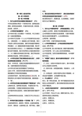 七年级政治上册知识点