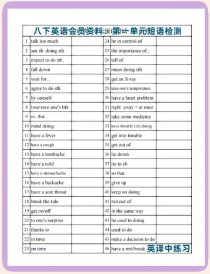 八年级下册英语短语有哪些重点？