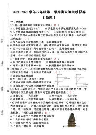八年级上册物理题期末