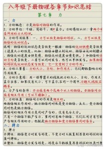 八年级下册物理知识点归纳有哪些核心考点？