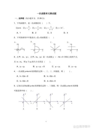 人教版八年级一次函数核心考点有哪些？