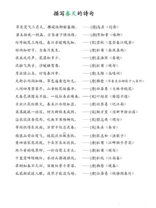 春夏秋冬古诗词各有哪些经典名篇？