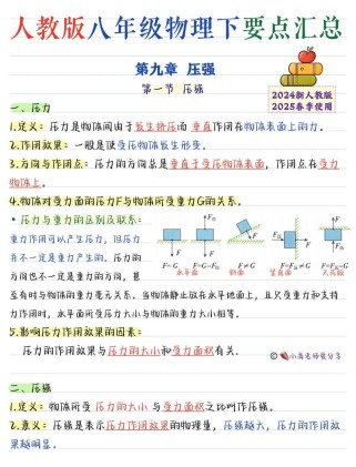 八年级下册物理知识点有哪些重点？