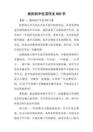 600字的初中作文