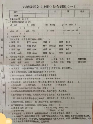 六年级上册考试卷语文