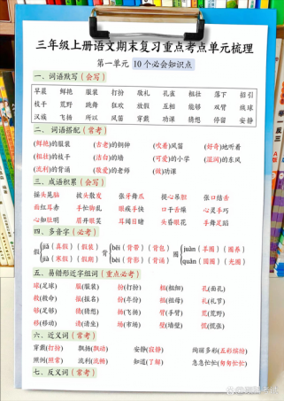 三年级语文上册归类复习重点有哪些？