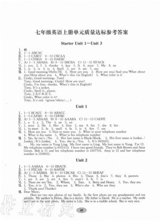 七年级上册英语单元测试卷答案哪里有？