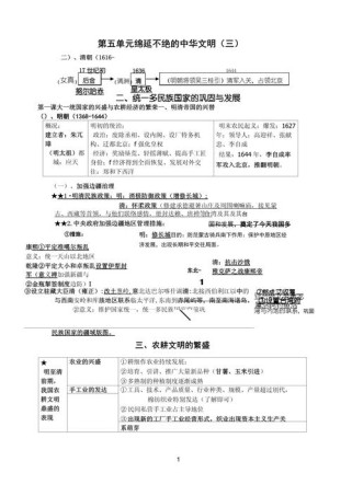 七下历史第五单元核心问题是什么？