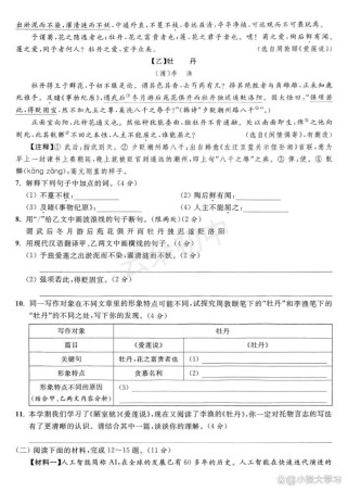 2025七年级语文期末试卷考点有哪些？