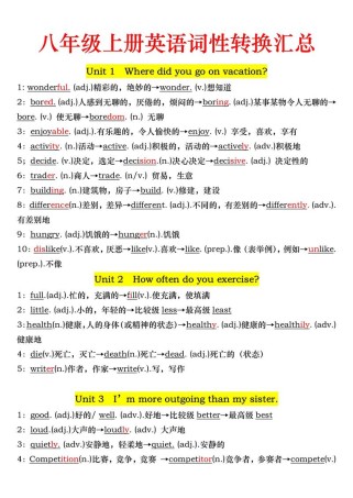 八年级上册英语复习资料