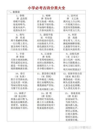 小学生古诗词分类有哪些？
