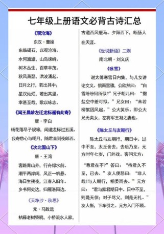 中考必背古诗文的书，哪些内容更高效？