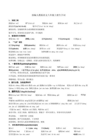 八年级上册字词检测重点难点有哪些？