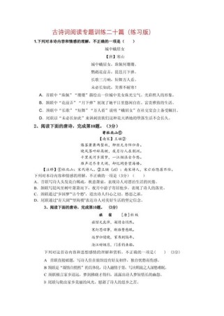 古诗词阅读专项检测卷如何高效备考？