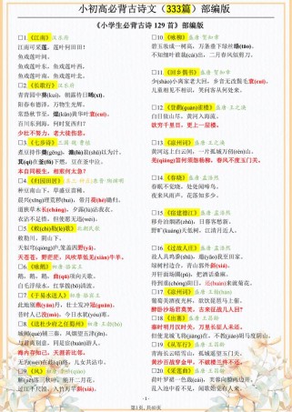 小学到高中必考古诗词有哪些？