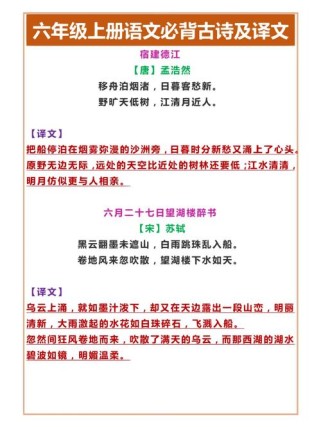 鲁教版六上古诗词有哪些必背篇目？