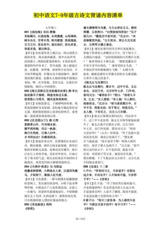 九年级古诗文必背篇目有哪些？