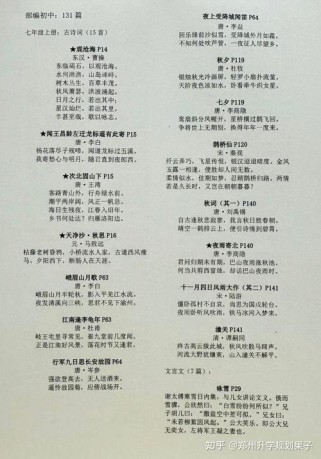 7至9年级古诗文篇目