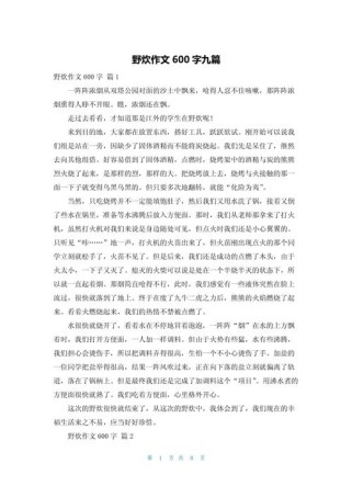 去野餐的作文600字