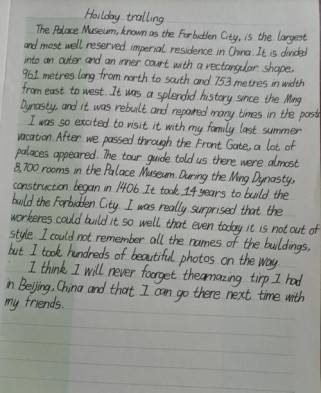 初二旅行英语作文