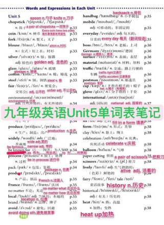 九年级英语五单元短语有哪些重点难点？