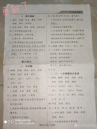 小学四年级语文练习册答案哪里找？