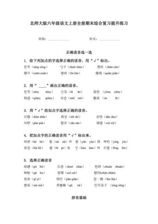 北师大六年级语文试卷