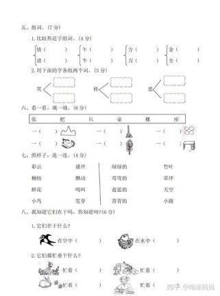 一年级下册期中考试题，重点考哪些知识点？