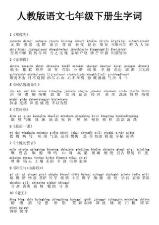 七年级下册人教版生字有哪些？