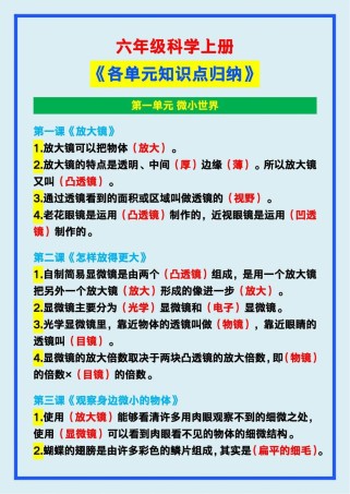七年级上册科学知识点整理有哪些重点？