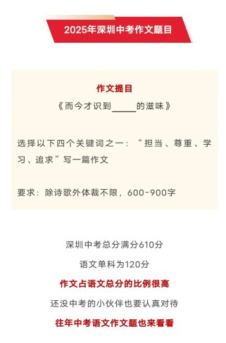 深圳2025语文作文考什么方向？
