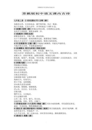 苏州中考语文必背古诗词有哪些？