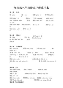 八年级下册语文生字有哪些？