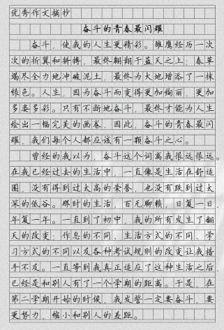 《努力的青春》作文