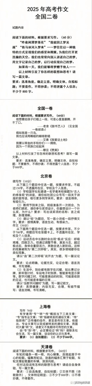 2025上海高考作文会考什么题目？