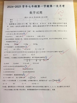 7年级上册数学练习题有哪些重点题型？