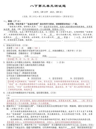 师大测试卷八年级语文有何重点考点？