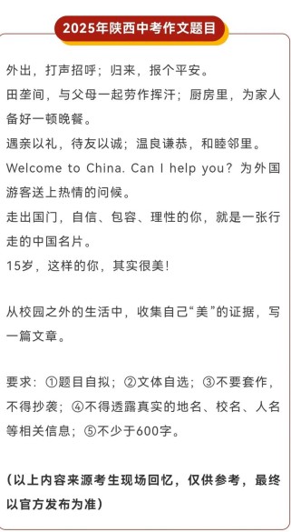 2025中考作文语文会考什么？