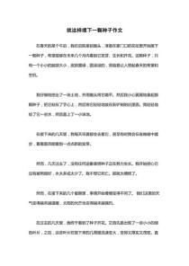 那颗埋下的种子，终会开出怎样的花？